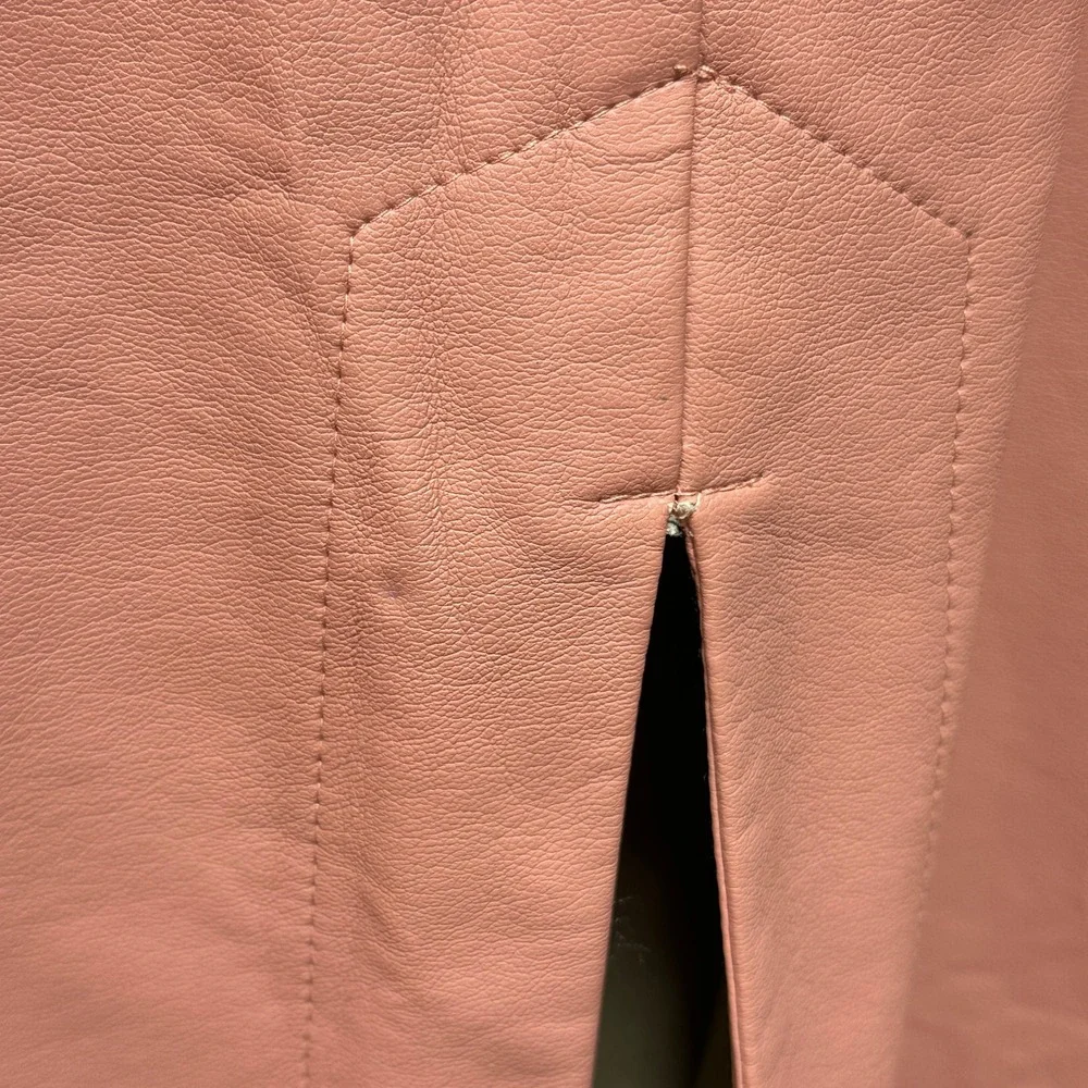 Alice Dusty Rose Faux Leather Paperbag‎ Waist Midi Skirt Belted Size Large